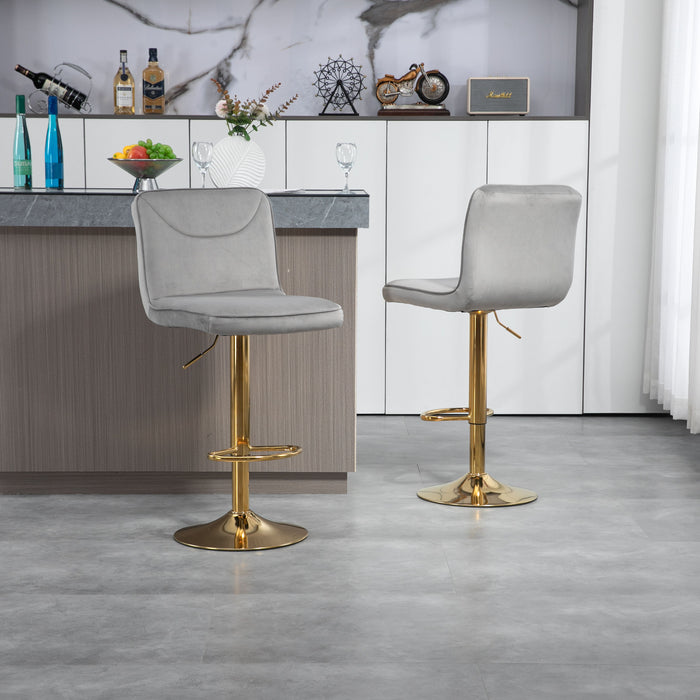 Coolmore Bar Stools, Back And Footrest Counter Height Dining Chairs (Set of 2) - Grey