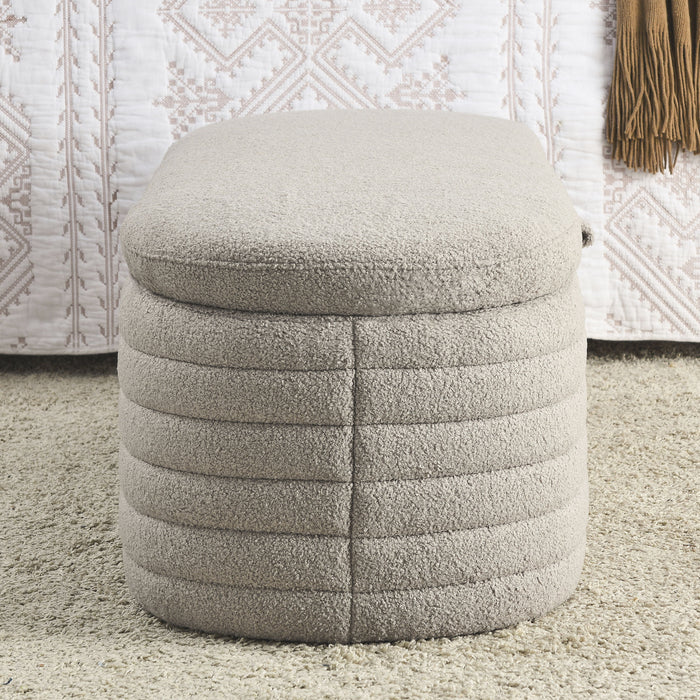 Welike Length Storage Ottoman Bench Upholstered Fabric Storage Bench End Of Bed Stool With Safety Hinge For Bedroom, Living Room, Entryway, Grey Teddy