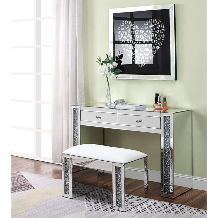 Noralie - Vanity Desk - Mirrored & Faux Diamonds Unique Piece Furniture