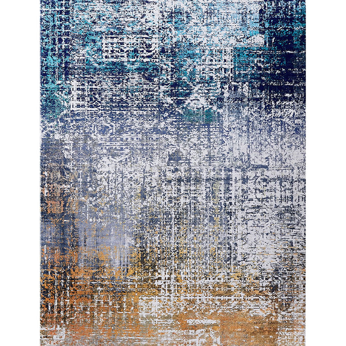 Zara Collection Abstract Design Turquoise Gray Rust Machine Washable Super Soft Area Rug - Multicolor