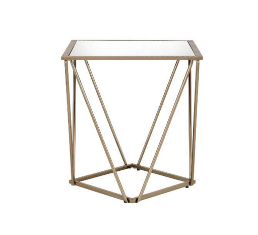 Fogya - End Table - Mirrored & Champagne Gold Finish Unique Piece Furniture