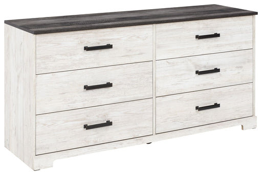 Shawburn - White / Black / Gray - Six Drawer Dresser - Pewter-tone Pulls Unique Piece Furniture
