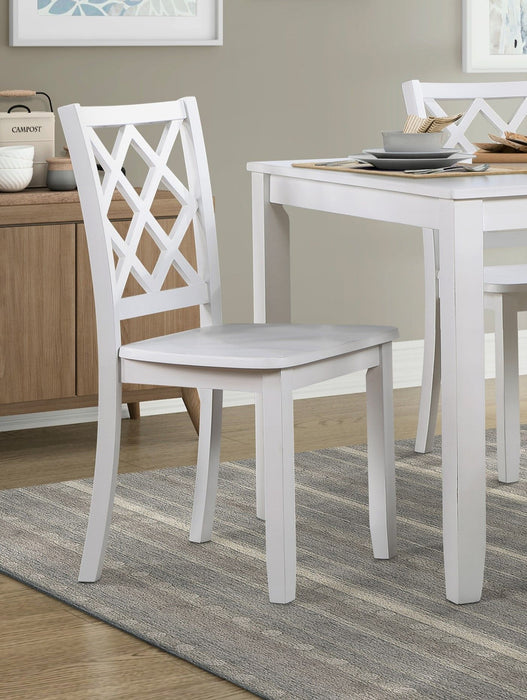 Classic Transitional 5 Piece Dining Set White Finish Dining Table And Four Side Chairs Set Lattice-Back Wooden Dining Furniture Set
