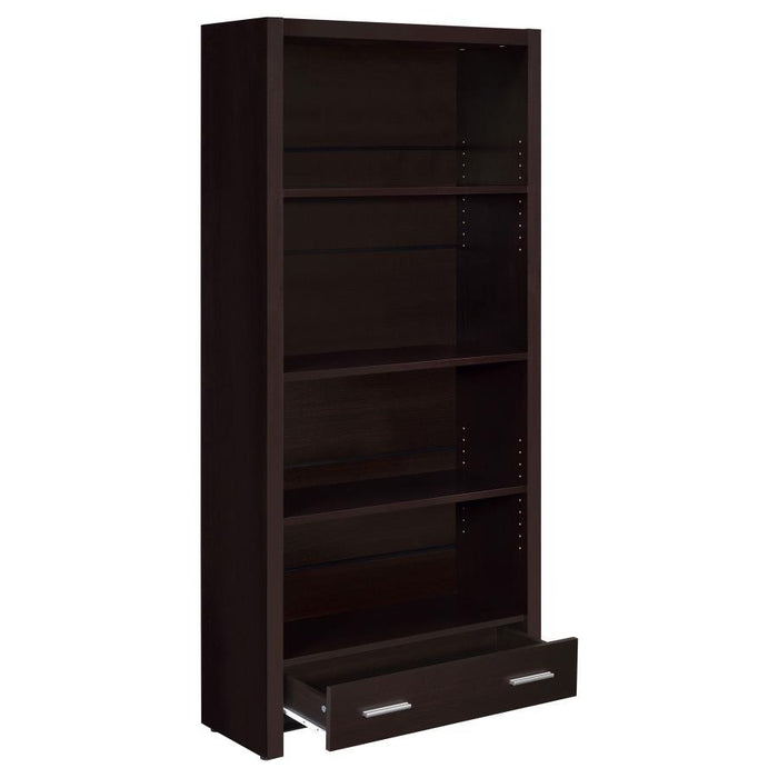 Skylar - 5-Shelf Bookcase With Storage Drawer - Cappuccino Unique Piece Furniture