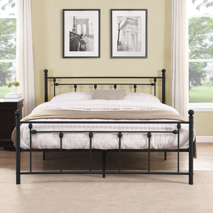 Queen Size Metal Bed Frame With Headboard And Footboard (Black)