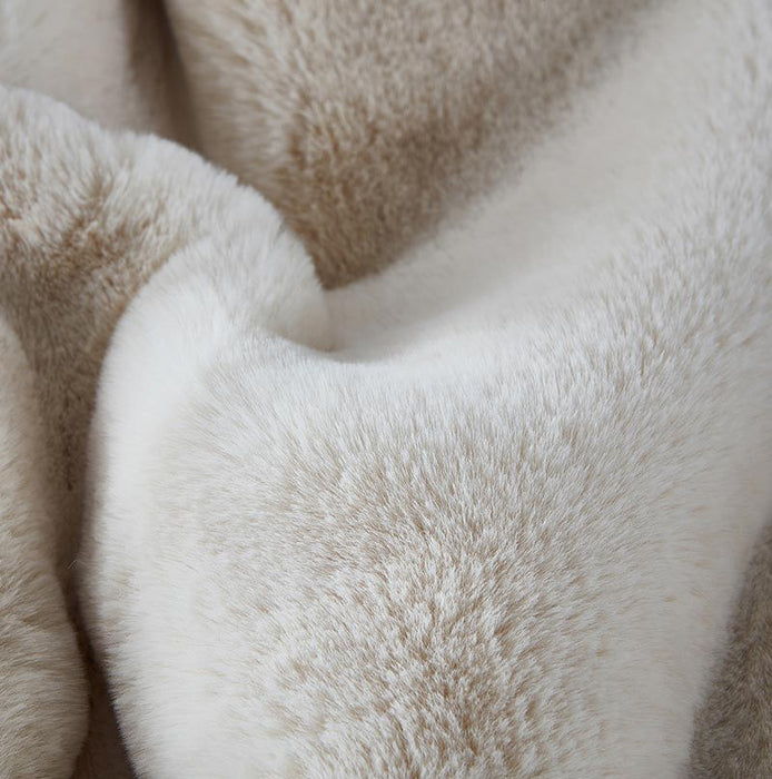Cassilda Luxury Chinchilla Faux Fur Throw Blanket (50" X 60") - Beige