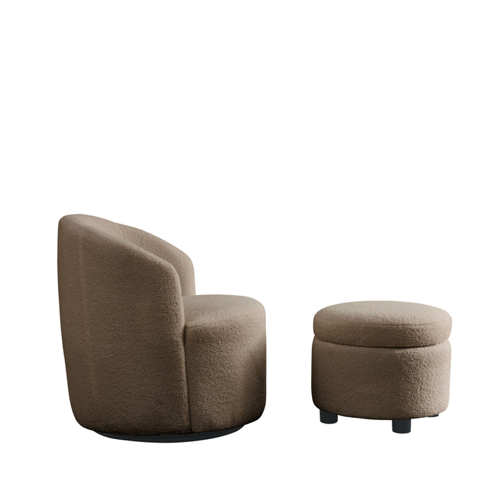 Welike Swivel Barrel Chair, Living Room Swivel Chair With Round Storage Chair, 360 В° Swivel Club Chair, Nursery, Bedroom, Office, Hotel With Upholstered Modern Armchair, Teddy Fabric