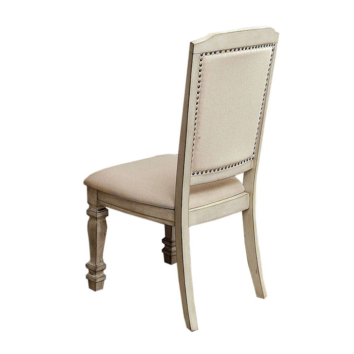 (Set of 2) Padded Fabric Dining Chairs In Antique White And Ivory