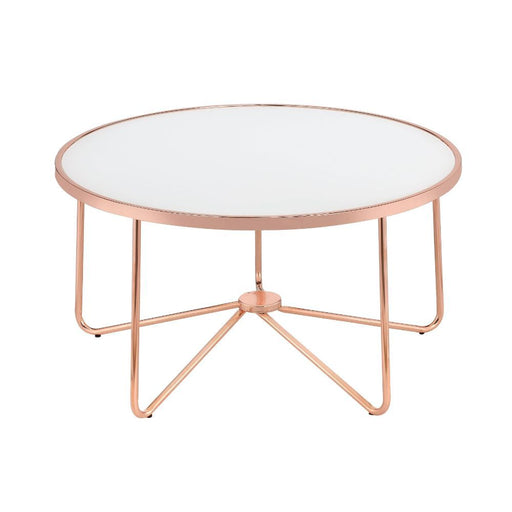 Alivia - Coffee Table - Rose Gold & Frosted Glass Unique Piece Furniture