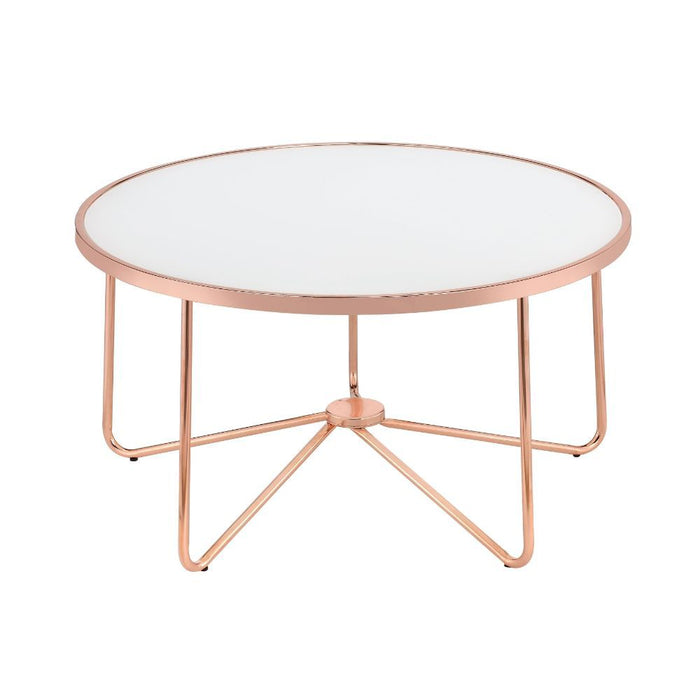 Alivia - Coffee Table - Rose Gold & Frosted Glass The Unique Piece Furniture Furniture Store in Dallas, Ga serving Hiram, Acworth, Powder Creek Crossing, and Powder Springs Area