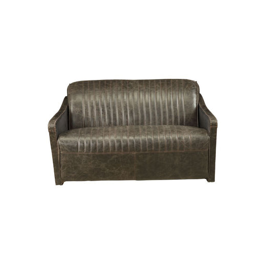 Winchester - Loveseat - Aluminum & Distress Espresso Top Grain Leather Unique Piece Furniture