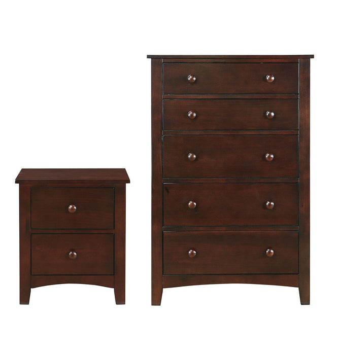 Contemporary Dark Oak Finish 1 Piece Chest Of Drawers Plywood Pine Veneer Bedroom Furniture 5 Drawers Tall Chest