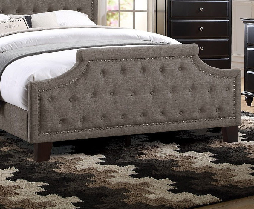 Modern Style Brown Polyfiber American Traditional 1 Pieces Full Size Bed Only Button Tufted Headboard Footboard Bedroom Furniture