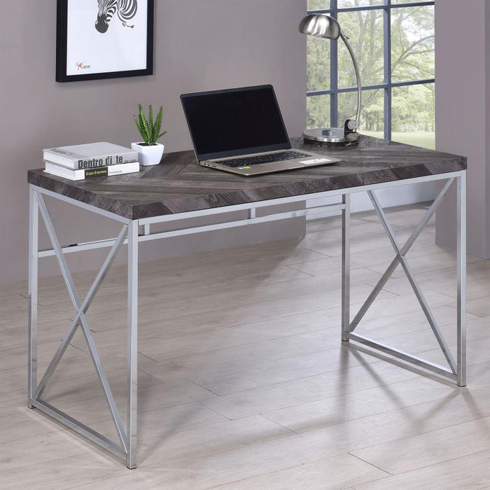 Grimma - Writing Desk - Rustic Gray Herringbone Unique Piece Furniture