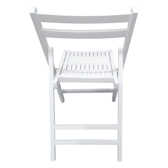 Furniture Slatted Wood Folding Special Event Chair (Set of 4), Folding Chair, Foldable Style - White - Solid Wood