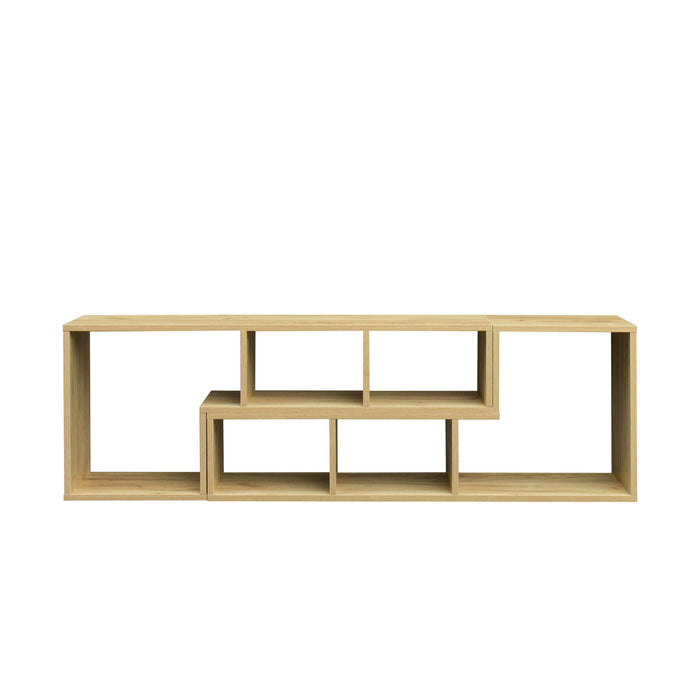 Double L-Shaped Oak Tv Stand - Display Shelf - Bookcase For Home Furniture - Oak