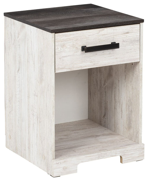Shawburn - White / Black / Gray - One Drawer Night Stand - Open Cubby Unique Piece Furniture