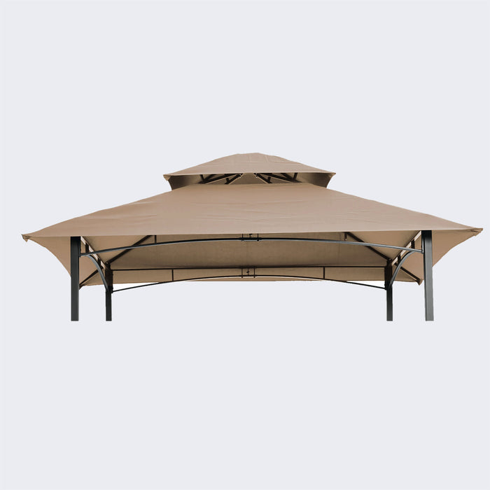 8X5 Ft Grill Gazebo Replacement Canopy, Double Tiered Bbq Tent Roof Top Cover, Beige