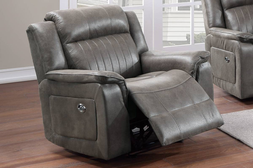 Contemporary Power Motion Glider Recliner Chair 1 Piece Living Room Furniture Slate Blue Breathable Leatherette