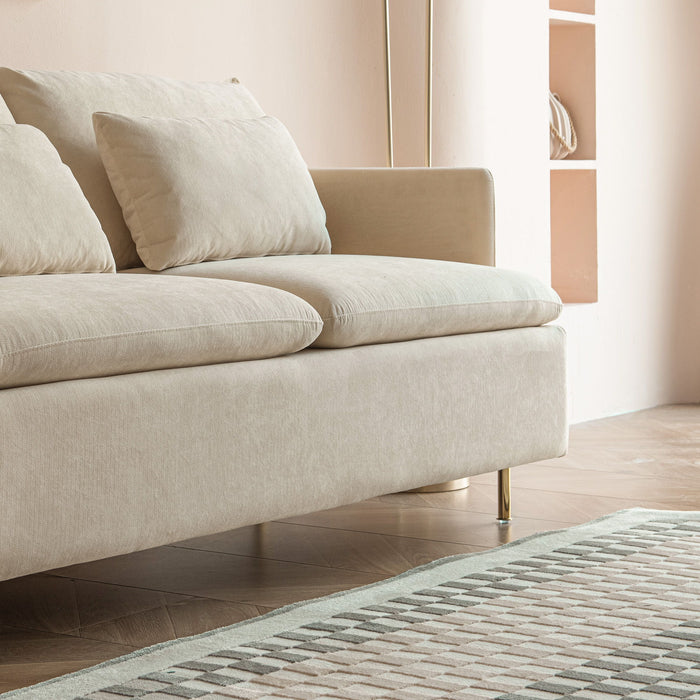 Modern Upholstered Loveseat Sofa, Beige Cotton Linen-63.8''