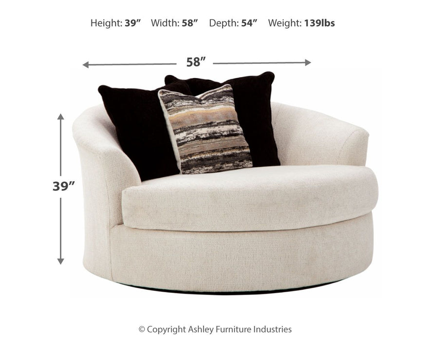 Cambri - Snow - Oversized Round Swivel Chair Unique Piece Furniture