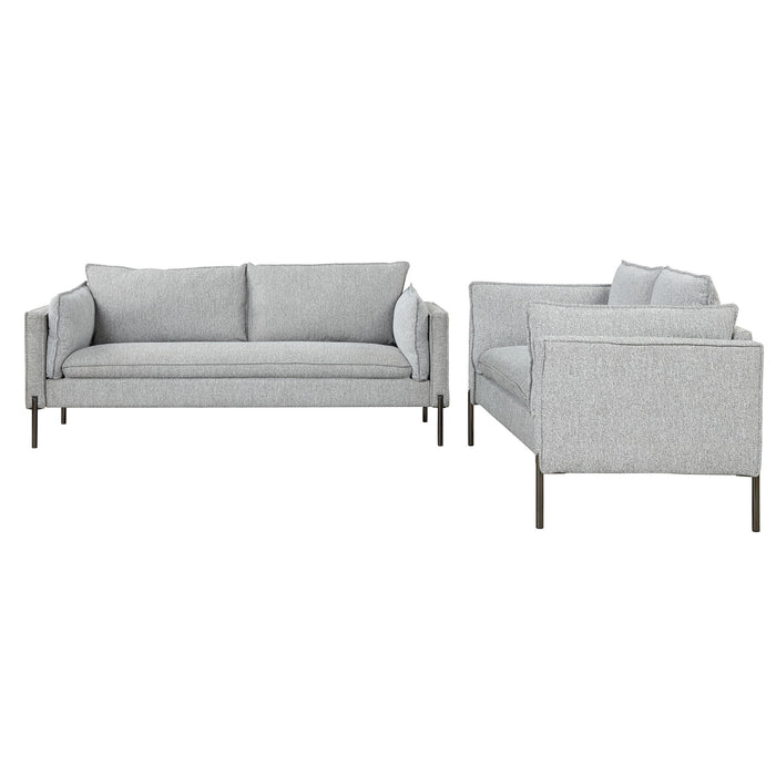 2 Piece Sofa Sets Modern Linen Fabric Upholstered Loveseat And 3 Seat Couch Set Furniture For Different Spaces, Living Room, Apartment (2/3 Seat) - Gray