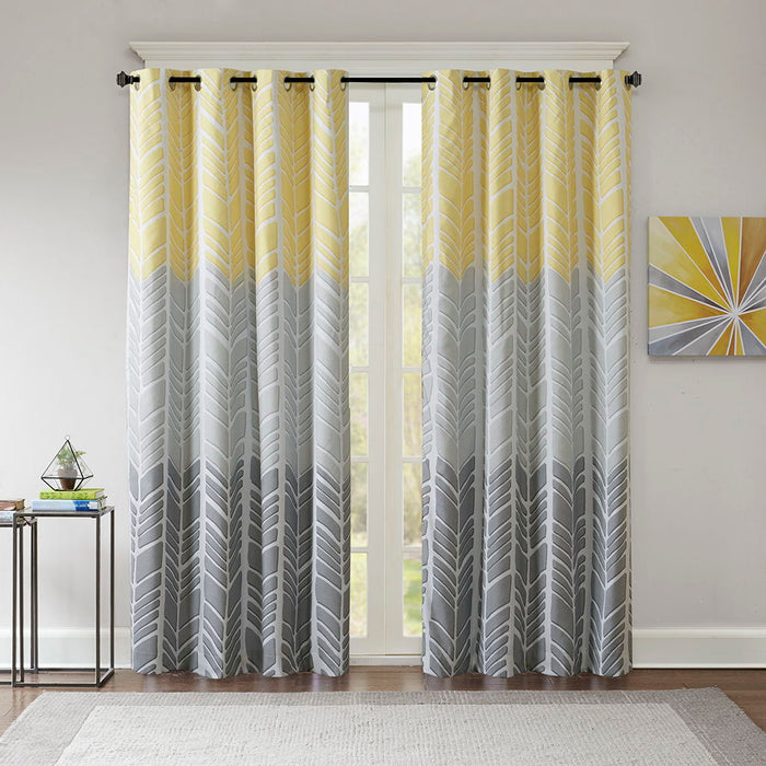 Printed Total Blackout Curtain Panel - Yellow