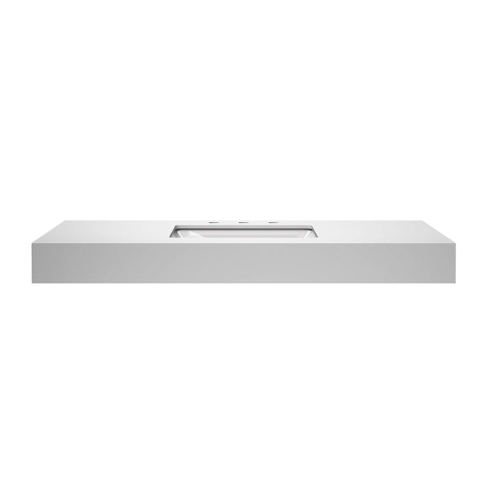 Bathroom Vanity Top49 x22" Under Hanging 4.7" Pure White Rock Panel Can Be Hung Single, With Mounting Bracket, Cupc Ceramic Sink And Three - Hole Faucet Hole With Backsplash