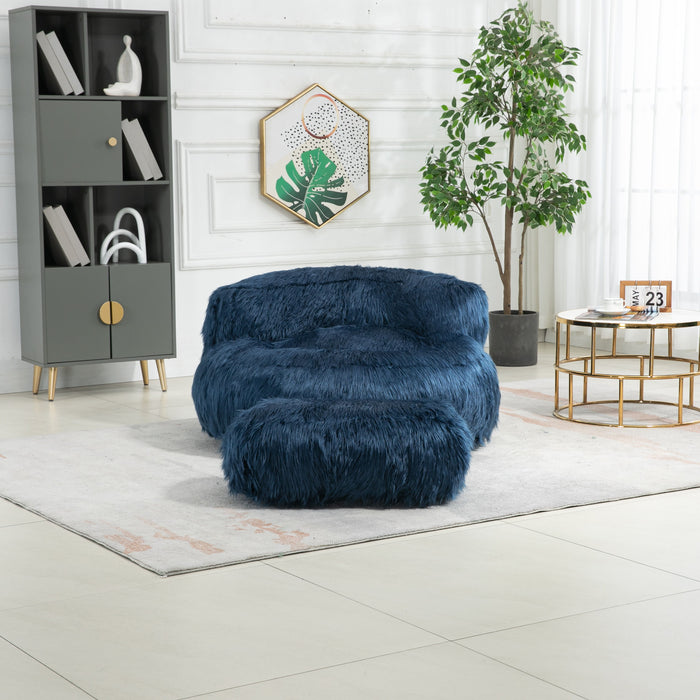 Coolmore Bean Bag Chair Faux Fur Lazy Sofa / Footstool Durable Comfort Lounger High Back Bean Bag Chair Couch For Adults And Kids