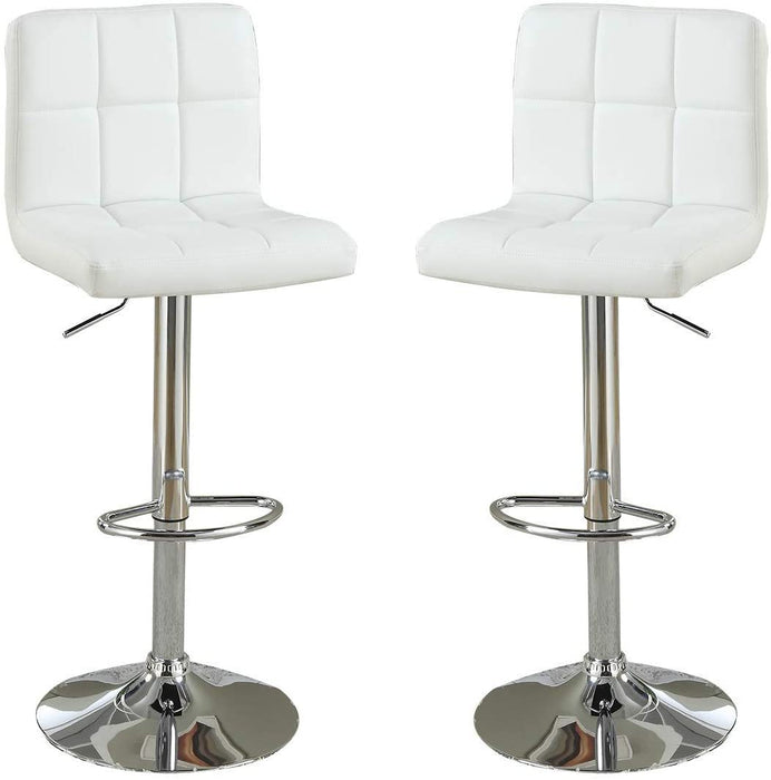 White Faux Leather Bar Stool Counter Height Chairs (Set of 2) Adjustable Height Kitchen Island Stools Modern