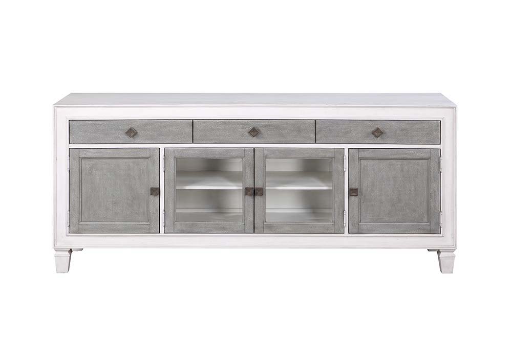 Katia - TV Stand - Rustic Gray & White Finish Unique Piece Furniture