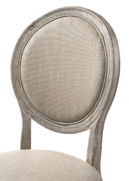 Faustine - Side Chair (Set of 2) - Tan Fabric & Salvaged Light Oak Finish Unique Piece Furniture