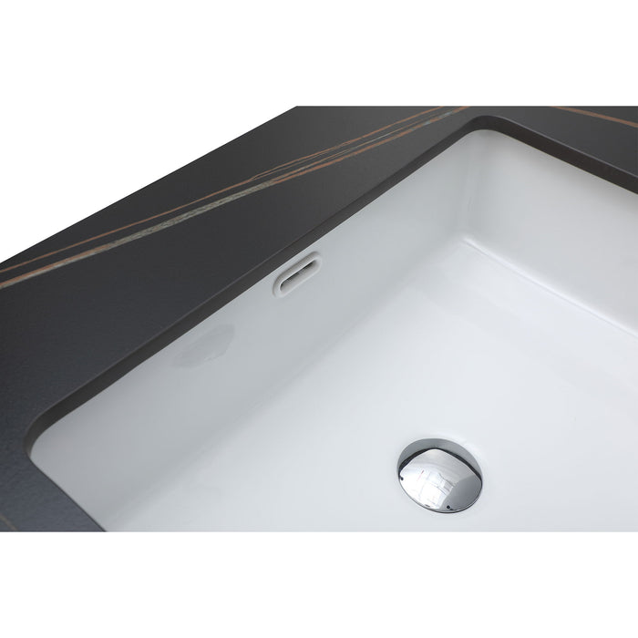 Montary 43" Bathroom Stone Vanity Top Black Gold Color With Undermount Ceramic Sink And Single Faucet Hole With Backsplash