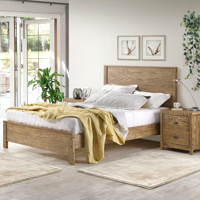 Yes4Wood 3 Piece Bedroom Furniture Set, Solid Wood Albany Full Size Bed Frame With Two 2 - Drawer Nightstands, Walnut
