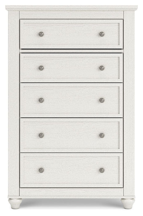 Grantoni - White - Five Drawer Chest Unique Piece Furniture
