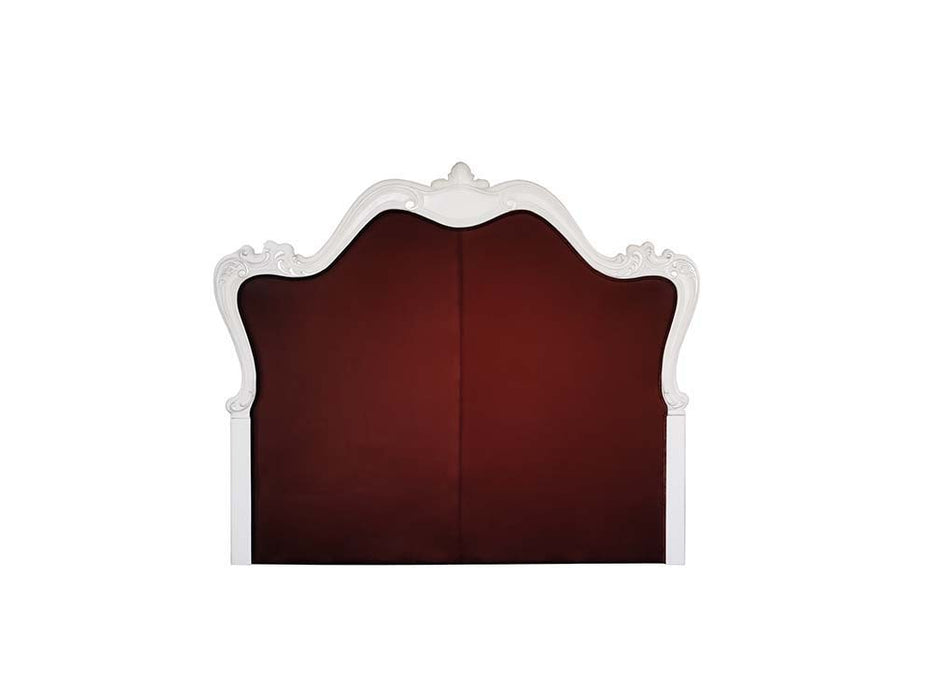 Versailles II - Queen Bed - Vintage Gray PU & Bone White Finsih Unique Piece Furniture