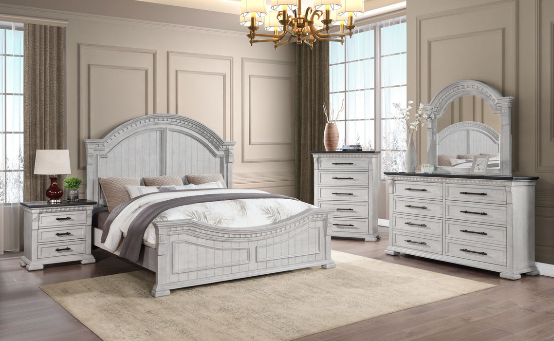 Faith Transitional Style Queen Bed Made With Wood In Antique White