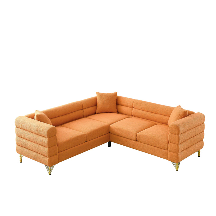 Oversized Corner Sofa Covers, L-Shaped Sectional Couch, 5-Seater Corner Sofas With 3 Cushions For Living Room, Bedroom, Apartment, Office - Orange
