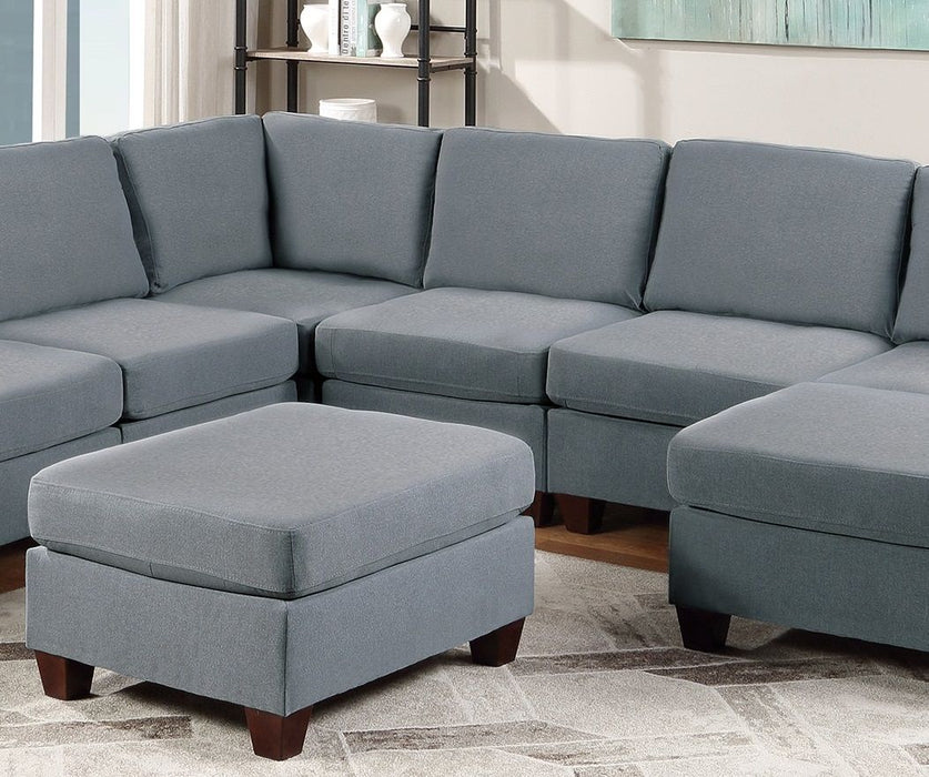 Modular Sectional 9 Piece Set Living Room Furniture Corner Sectional Couch Gray Linen Like Fabric 3 Corner Wedge 4 Armless Chairs And 2 Ottomans