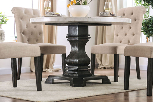 Elfredo - Round Table - White / Antique Black Unique Piece Furniture