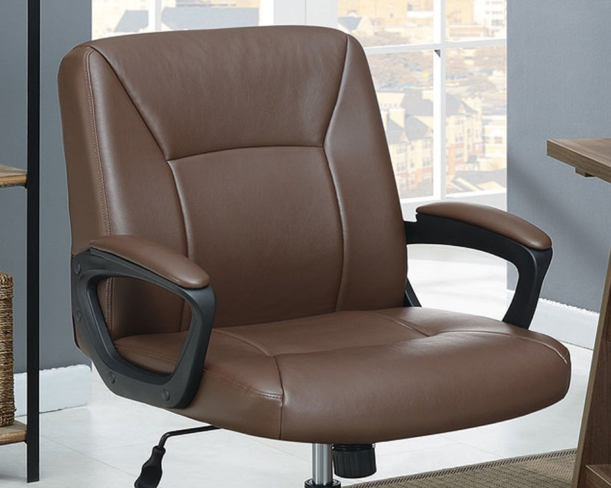 Relax Cushioned Office Chair 1 Piece Brown Color Upholstered Seat Back Adjustable Chair Comfort