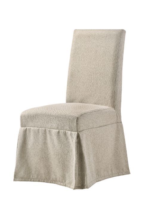 Faustine - Side Chair (Set of 2) - Tan Fabric & Salvaged Light Oak Finish - 40" Unique Piece Furniture