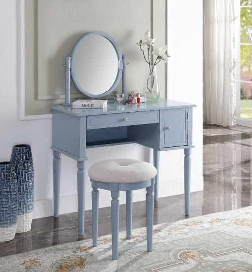 Rabila - Vanity Desk - Cream Fabric & Gray Finish Unique Piece Furniture