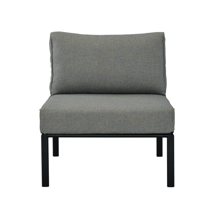 Acme Rajni Patio-Armless Chair, Gray Fabric & Black Finish