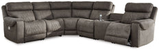 Hoopster - Gunmetal - Zero Wall Power Recliner With Console 6 Pc Sectional Unique Piece Furniture