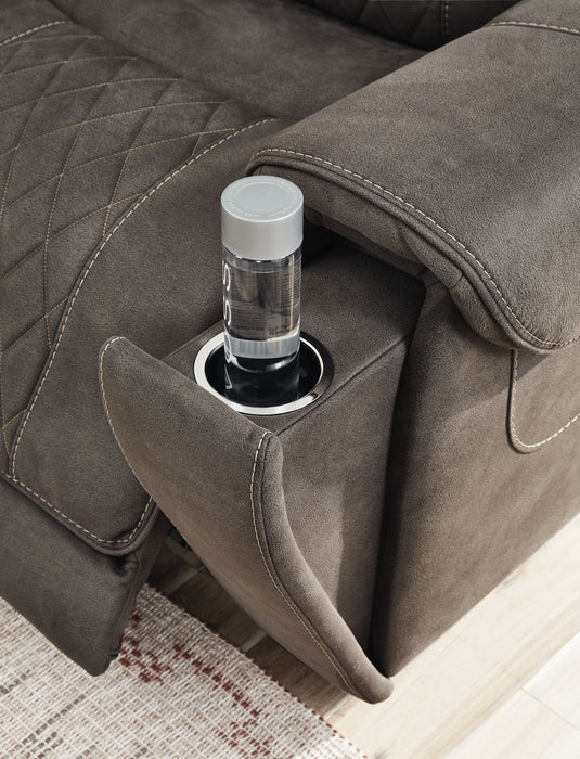 Hoopster - Gunmetal - Zero Wall Power Recliner With Console 6 Pc Sectional Unique Piece Furniture