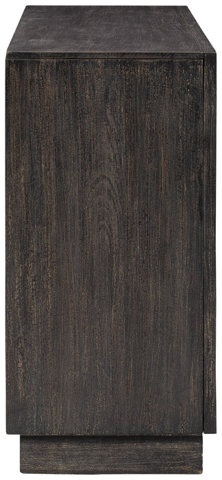 Roseworth - Distressed Black - Accent Cabinet Unique Piece Furniture