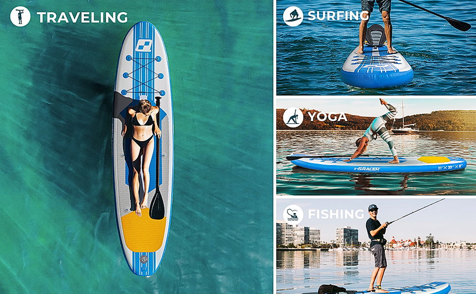 Inqracer 11'/10'6" Inflatable Stand Up Paddle Board With Free Premium Sup Accessories & Backpack