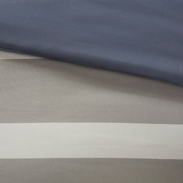 Striped Comforter Set With Bed Sheets - Blue / Grey