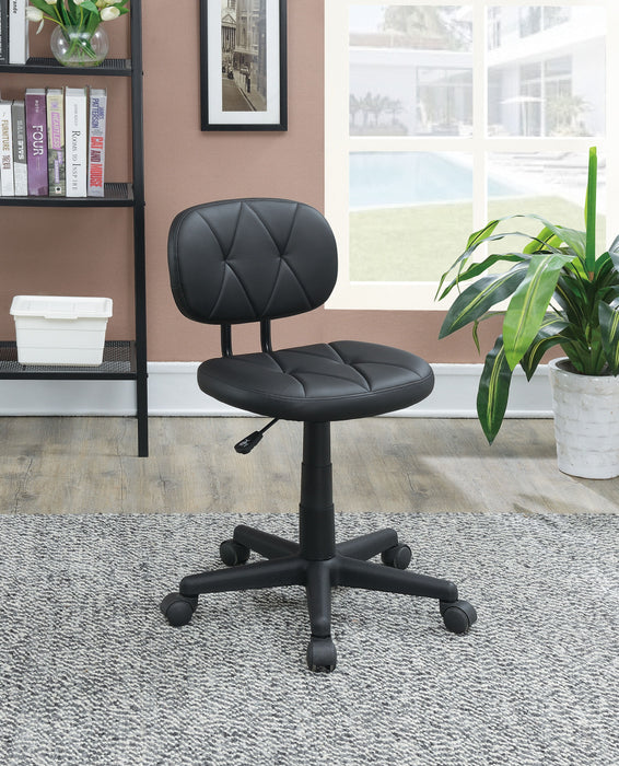 Low Back Adjustable Office Chair With PU Leather, Black